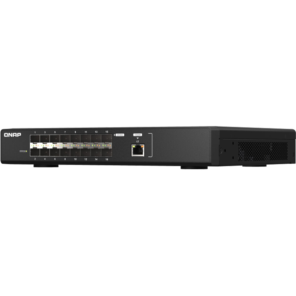 QNAP QSW-M5216-1T, RACKMOUNT MANAGED SWITCH, 16 PORTS 25GBE SFP28, 1 PORT 10GBE — view 3