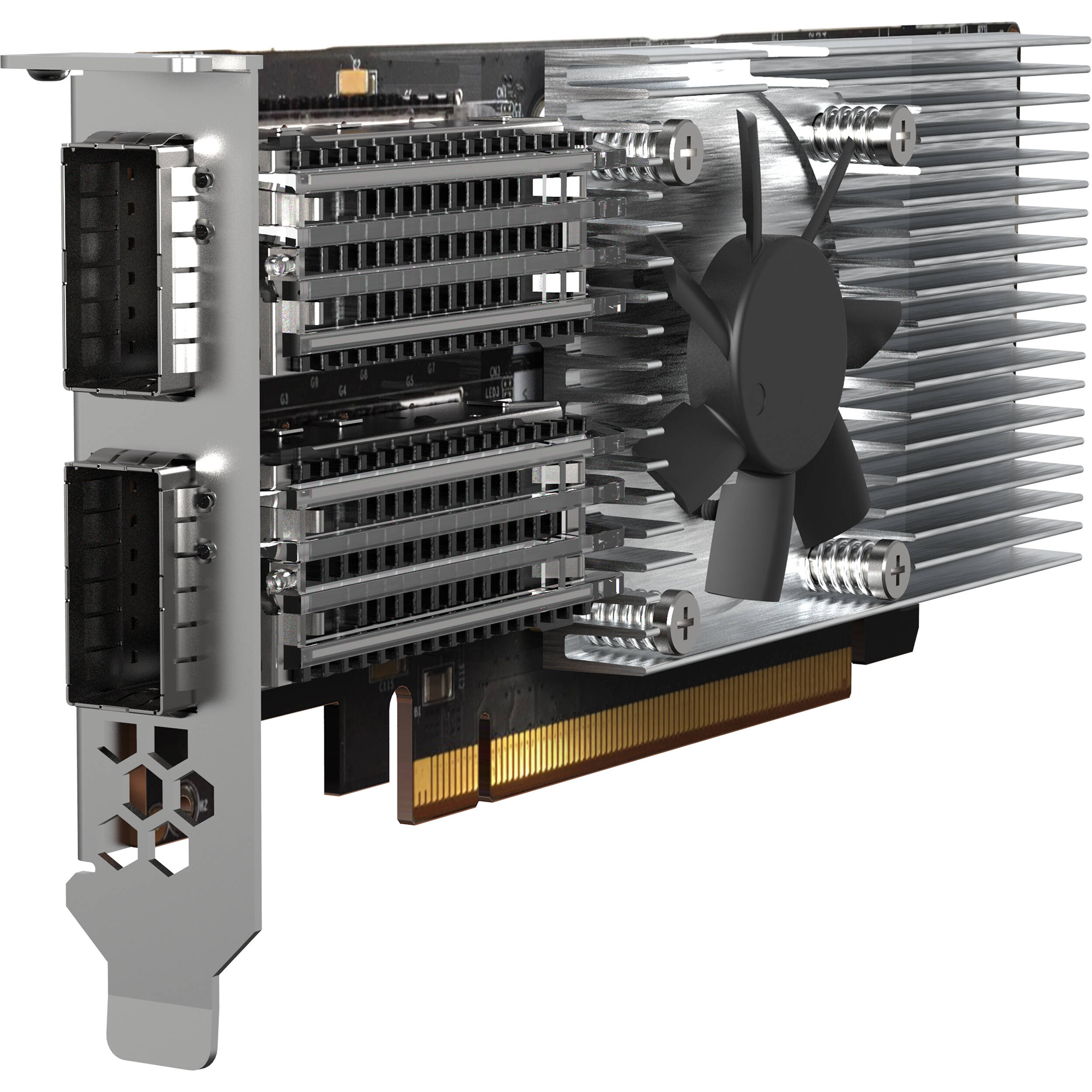 QNAP QXG-100G2SF-E810 dual-port QSFP28 100GbE low-profile PCIe Gen4 network expansion card — view 4
