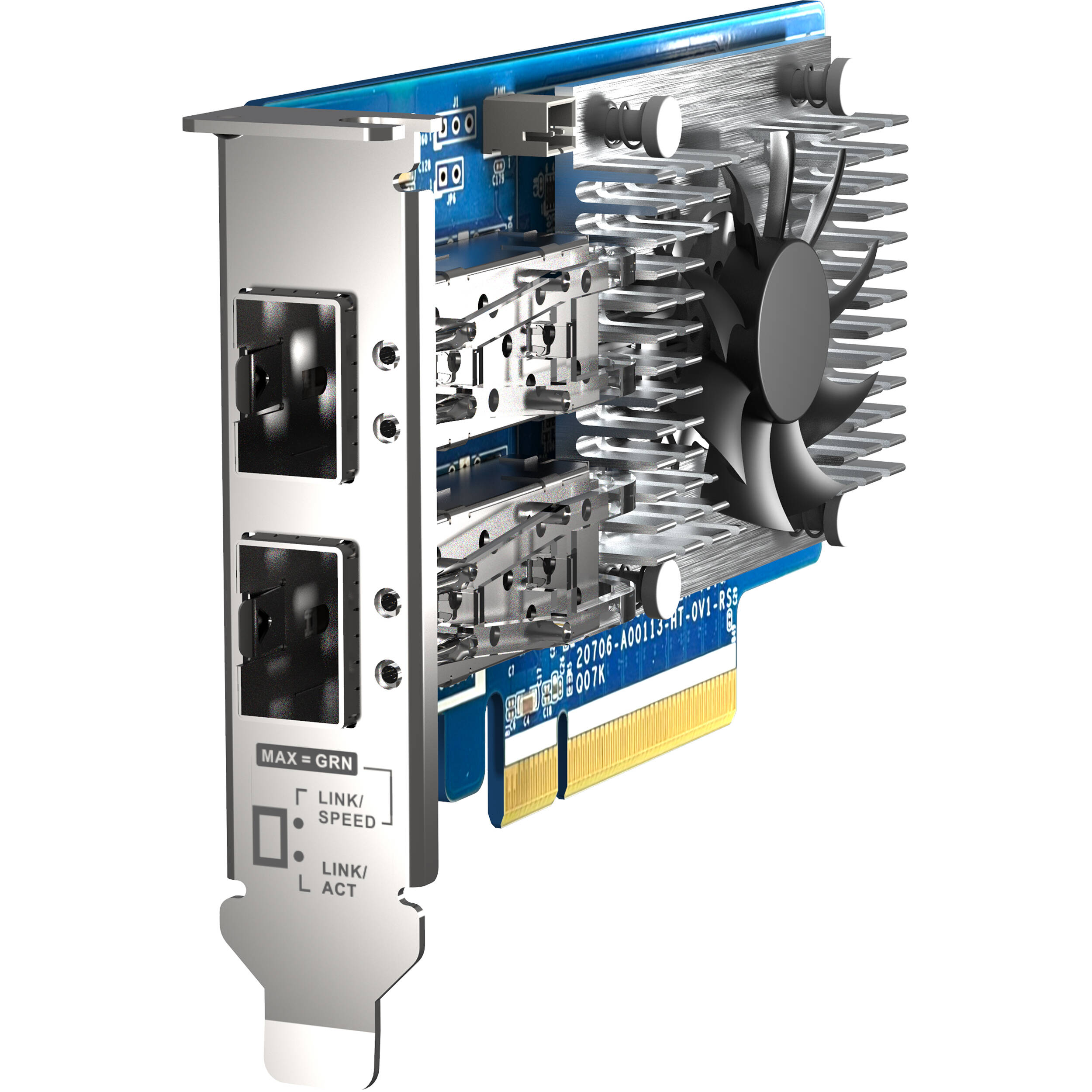 QNAP QXG-25G2SF-CX6 dual-port SFP28 25GbE low-profile PCIe Gen4 network expansion card — view 4