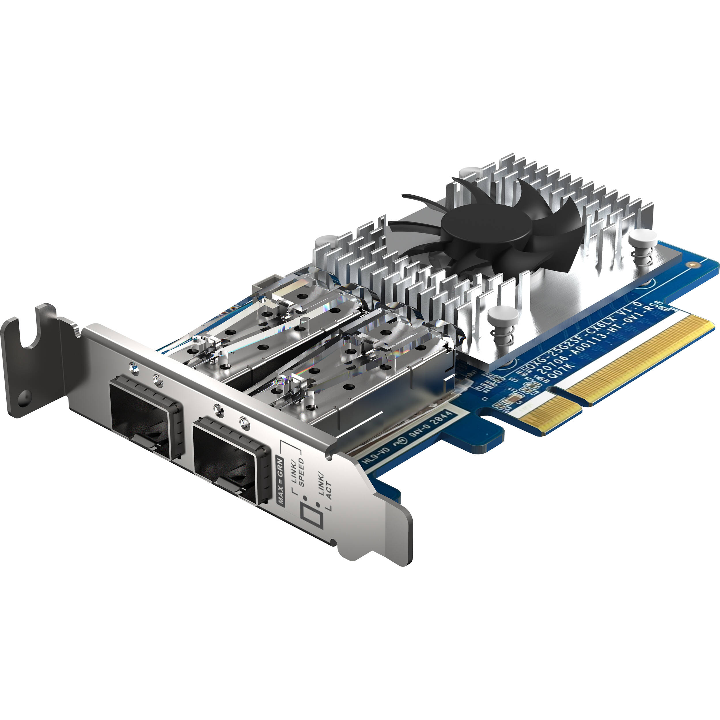 QNAP QXG-25G2SF-CX6 dual-port SFP28 25GbE low-profile PCIe Gen4 network expansion card — view 6