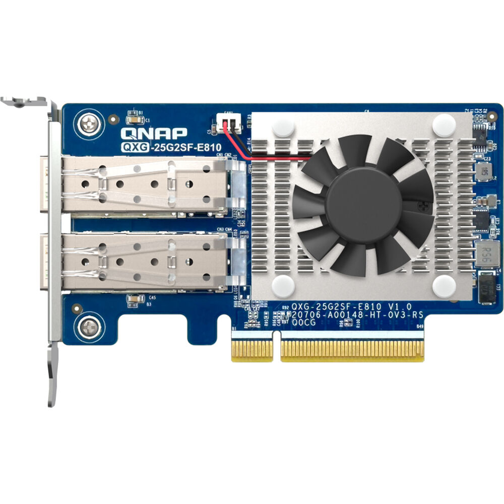 QNAP QXG-25G2SF-E810 dual-port SFP28 25GbE low-profile PCIe Gen4 network expansion card — view 2