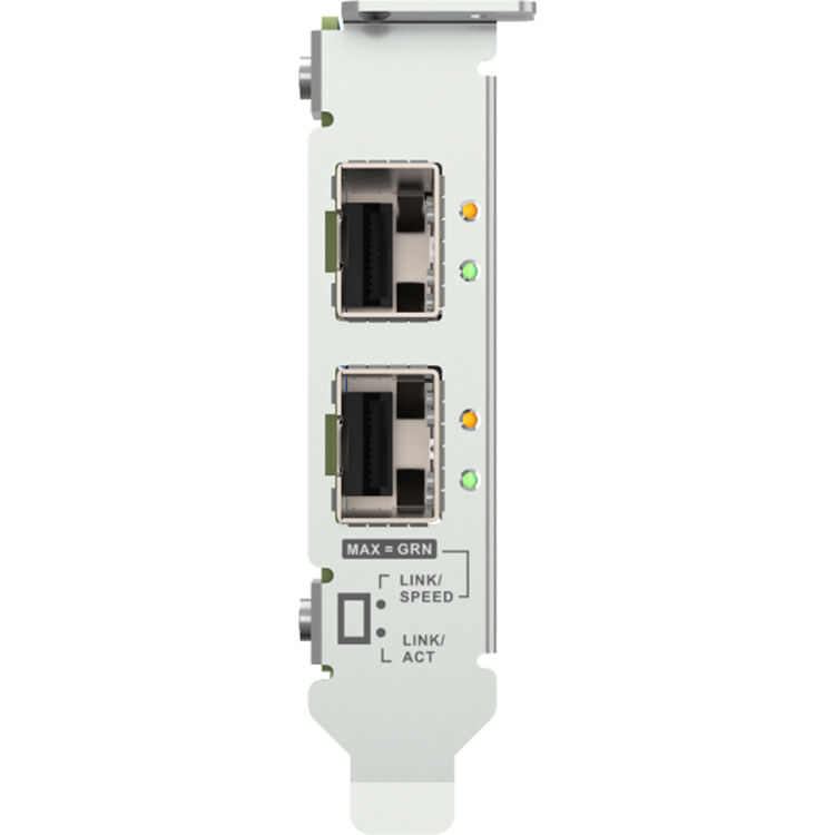 QNAP QXG-25G2SF-E810 dual-port SFP28 25GbE low-profile PCIe Gen4 network expansion card — view 3