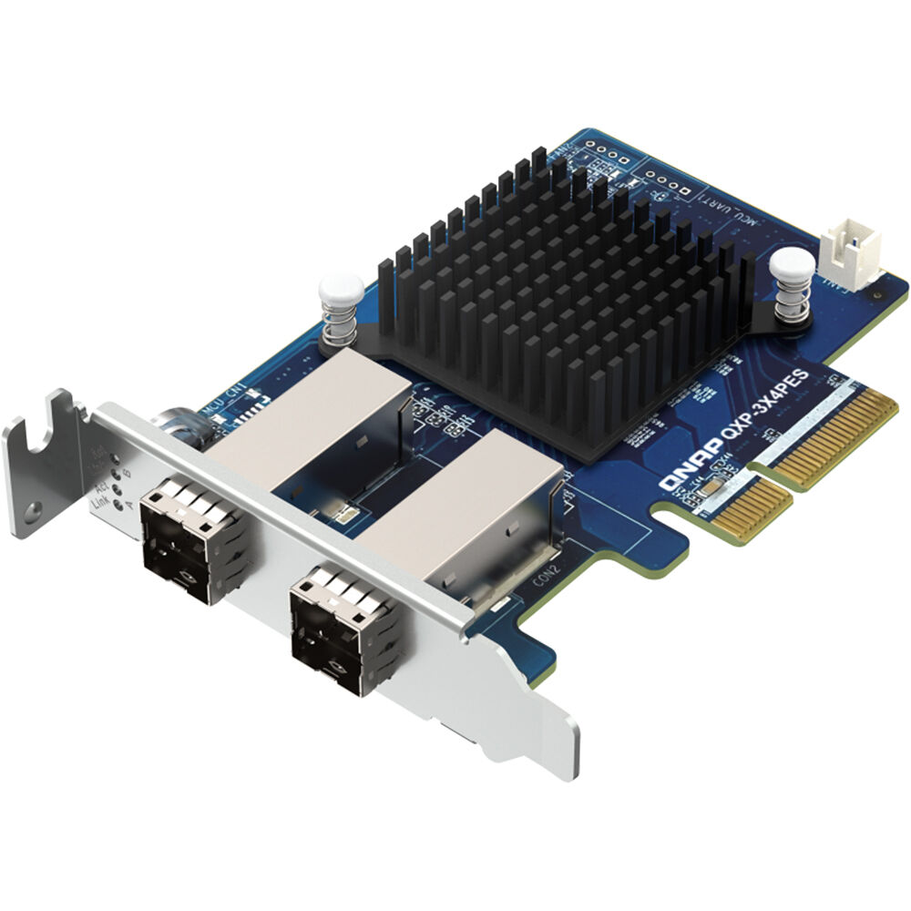 QNAP QXP-3X4PES 2-port SFF-8644 PCIe Gen3 x4 expansion card for JBOD storage expansion — view 3