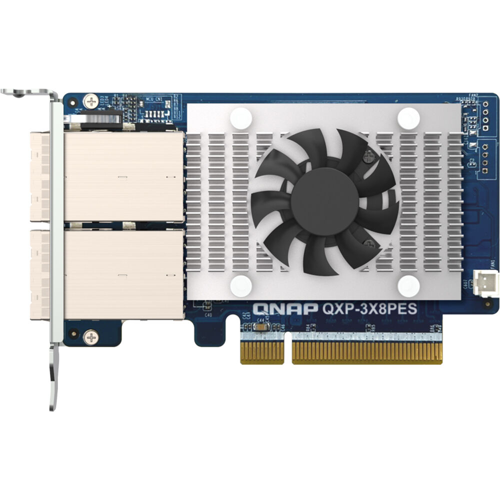 QNAP QXP-3X8PES PCIe Gen3 x8 expansion card with dual SFF-8644 ports for QNAP PCIe JBOD storage expansion — view 2