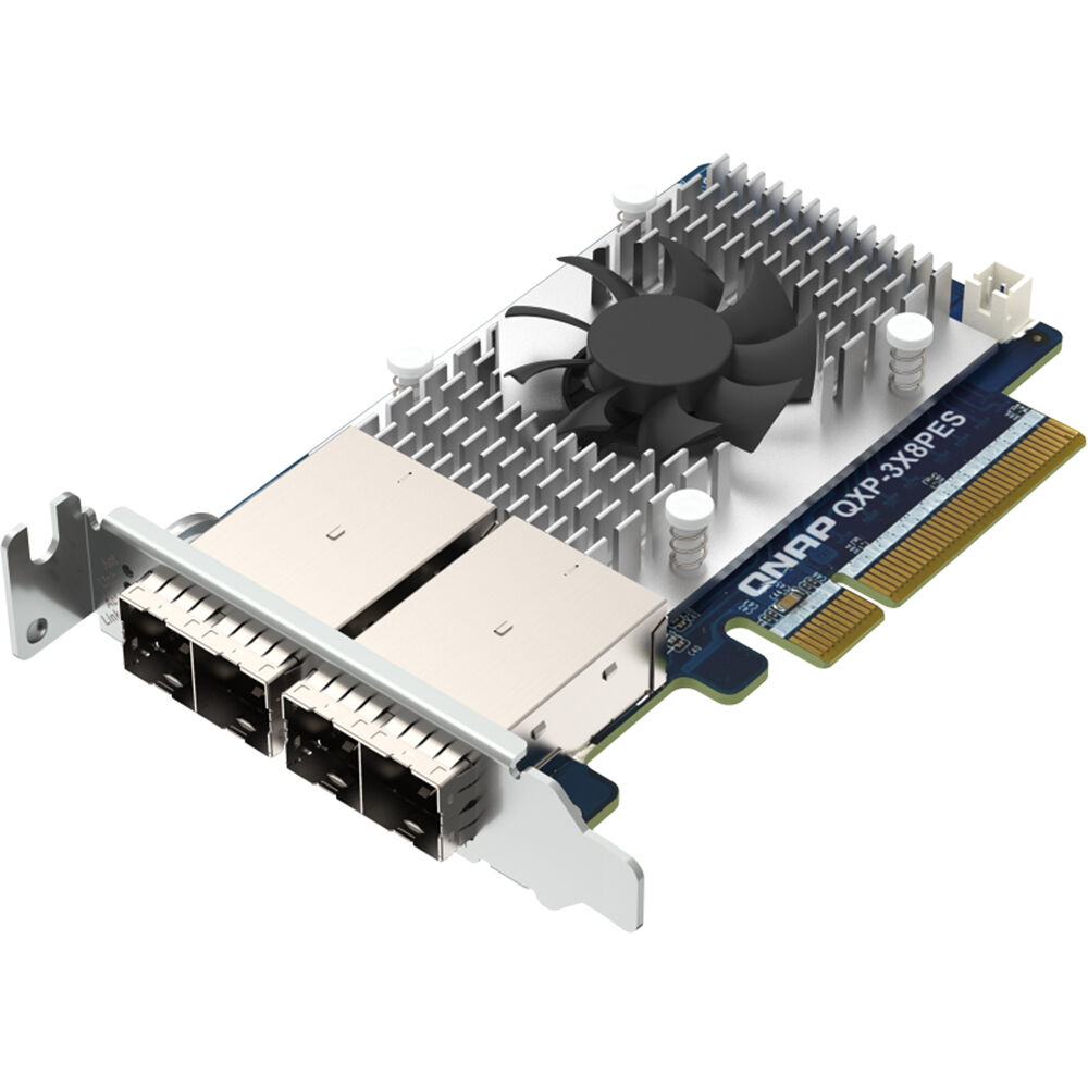 QNAP QXP-3X8PES PCIe Gen3 x8 expansion card with dual SFF-8644 ports for QNAP PCIe JBOD storage expansion — view 3