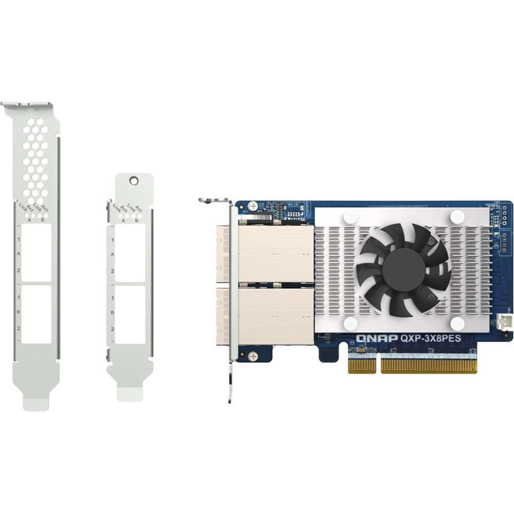 QNAP QXP-3X8PES PCIe Gen3 x8 expansion card with dual SFF-8644 ports for QNAP PCIe JBOD storage expansion — view 4