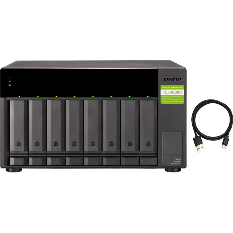 QNAP TL-D800C-US 8-bay desktop JBOD enclosure with USB-C 10Gbps and tower design — view 6