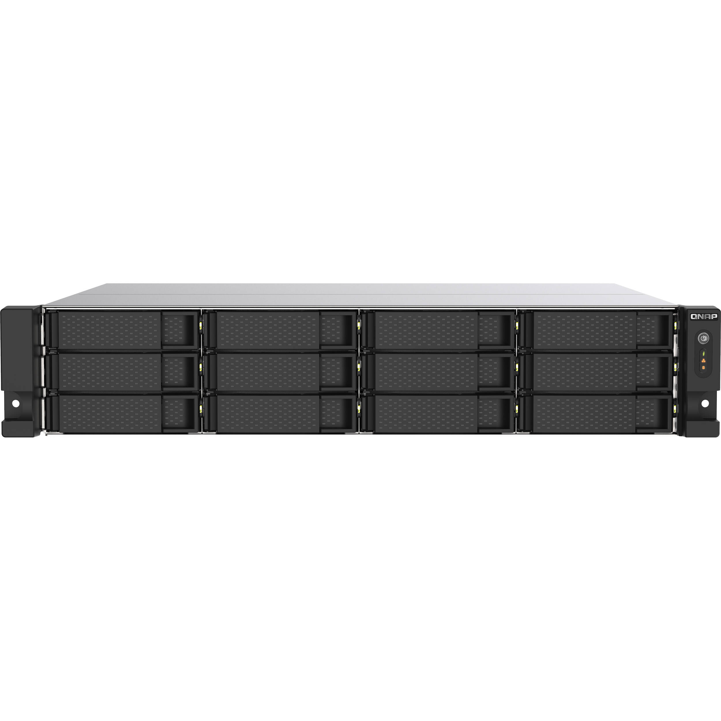 QNAP TS-1273AU-RP-8G-US rack-mount NAS with 12 bays and AMD Ryzen V1500B processor — view 2