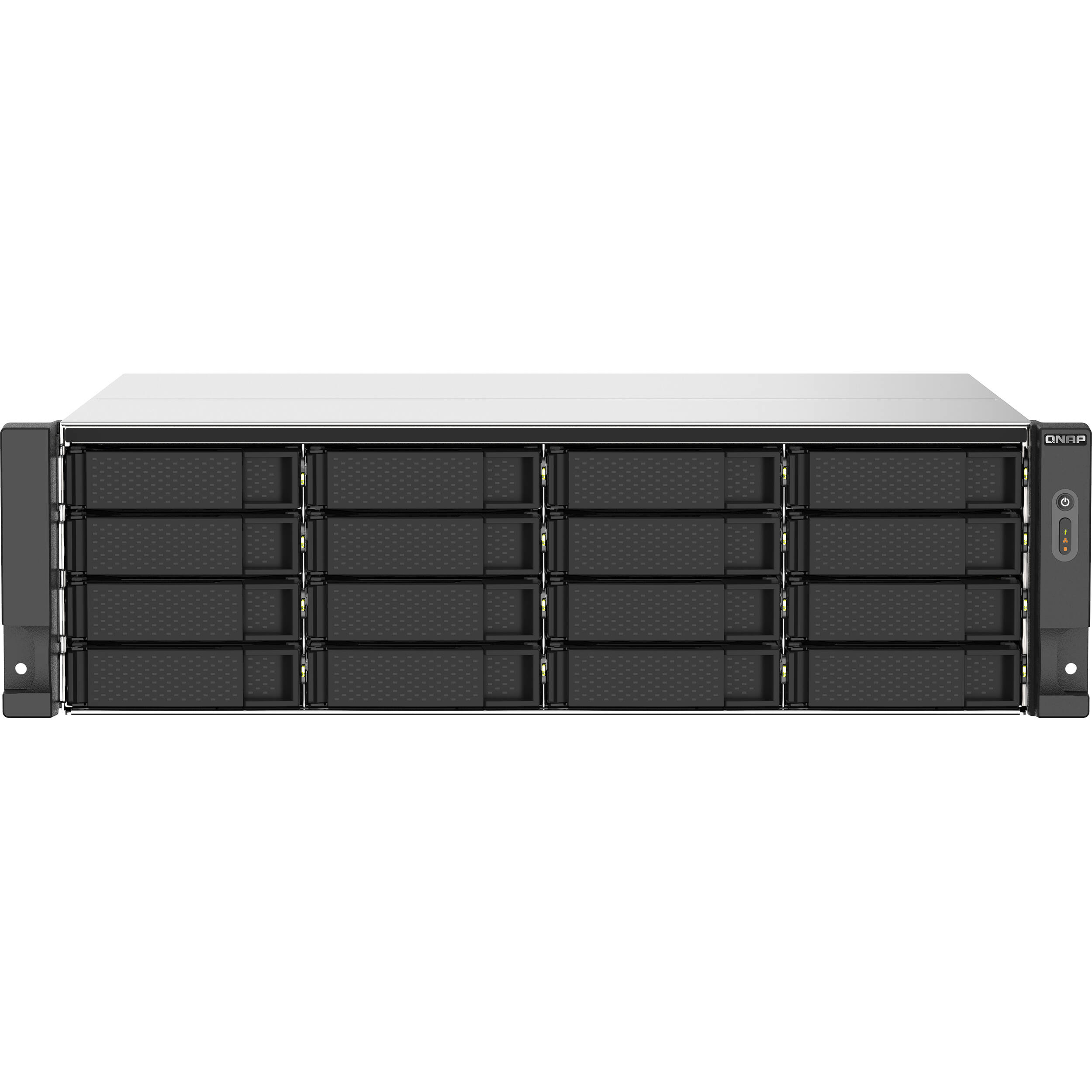 QNAP TS-1673AU-RP-16G-US rackmount NAS with AMD Ryzen V1500B processor and 16 drive bays — view 2