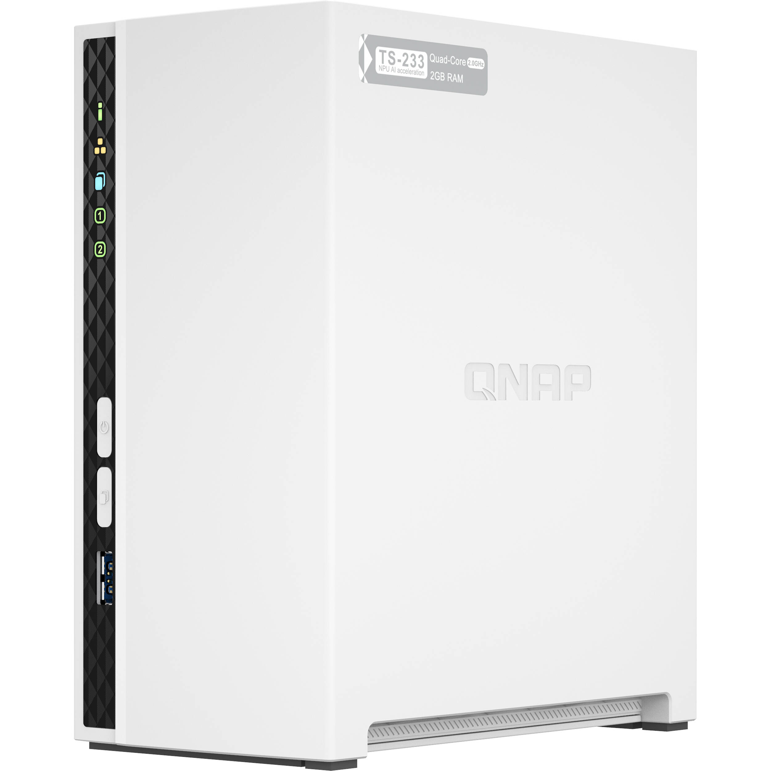 QNAP TS-233-US 2-bay tower NAS with ARM Cortex-A55 processor and Gigabit Ethernet — view 3