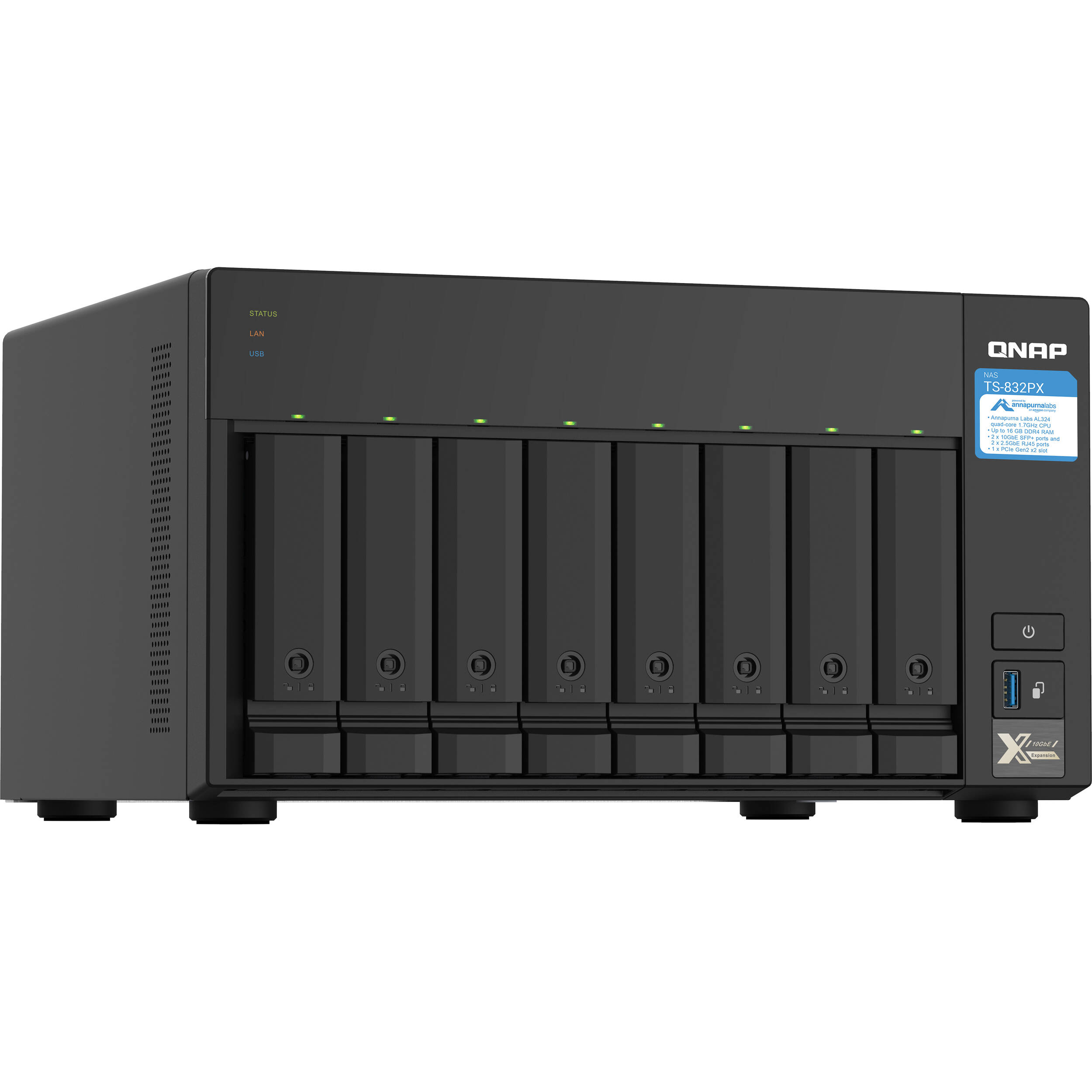 QNAP TS-832PX-4G-US 8-bay rack-mount NAS with 10 Gigabit Ethernet — view 5