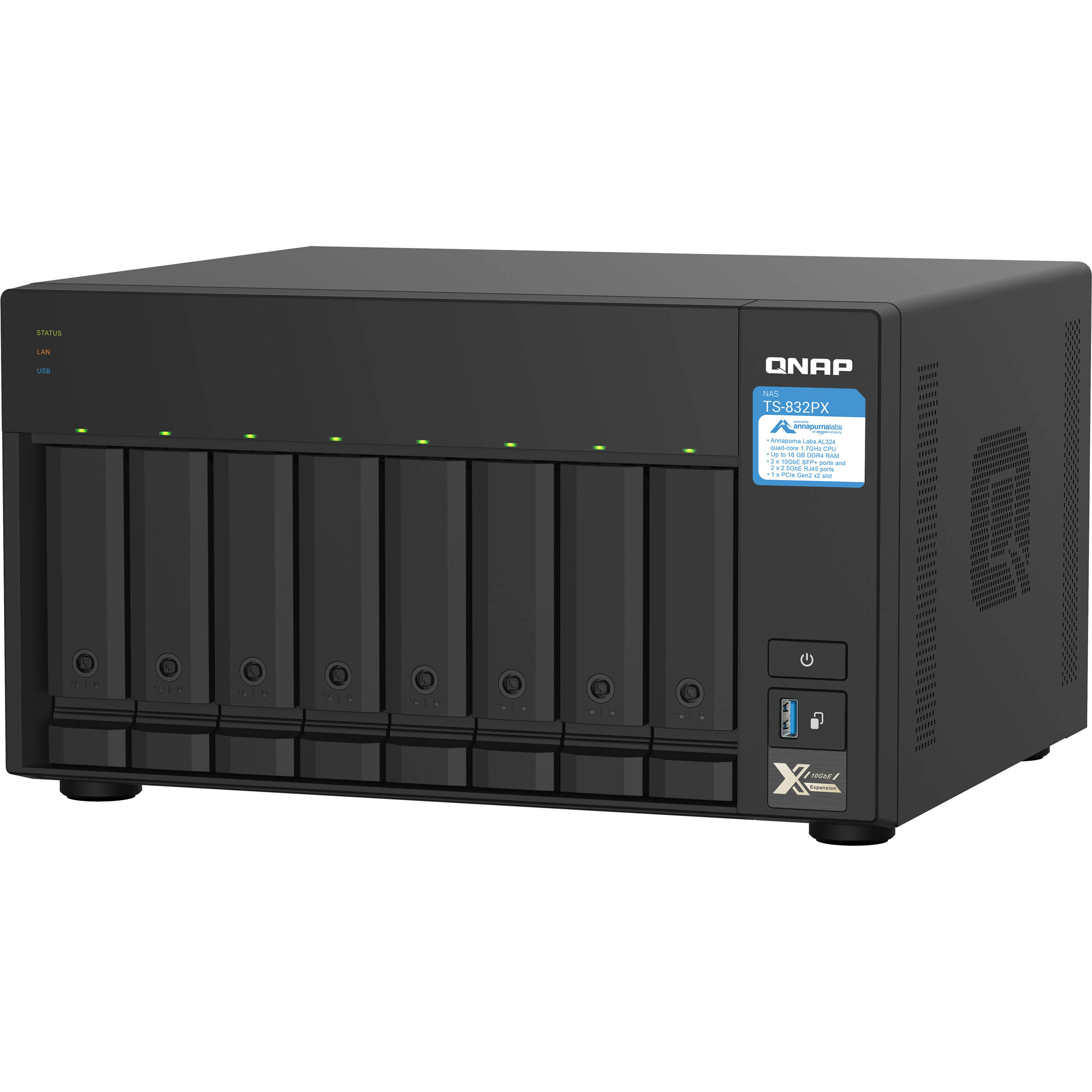 QNAP TS-832PX-4G-US 8-bay rack-mount NAS with 10 Gigabit Ethernet — view 6