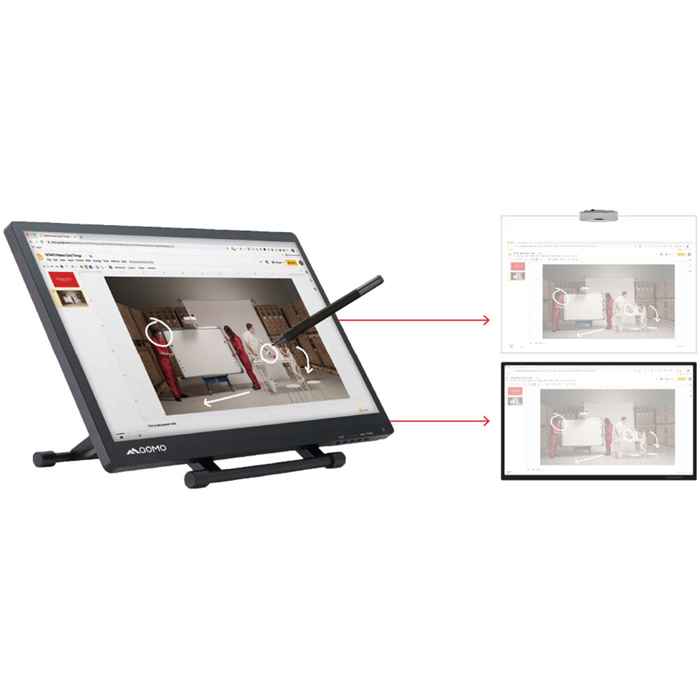 Qomo 21.5-inch interactive LCD display with capacitive touch and EM pen input for conference rooms — view 3