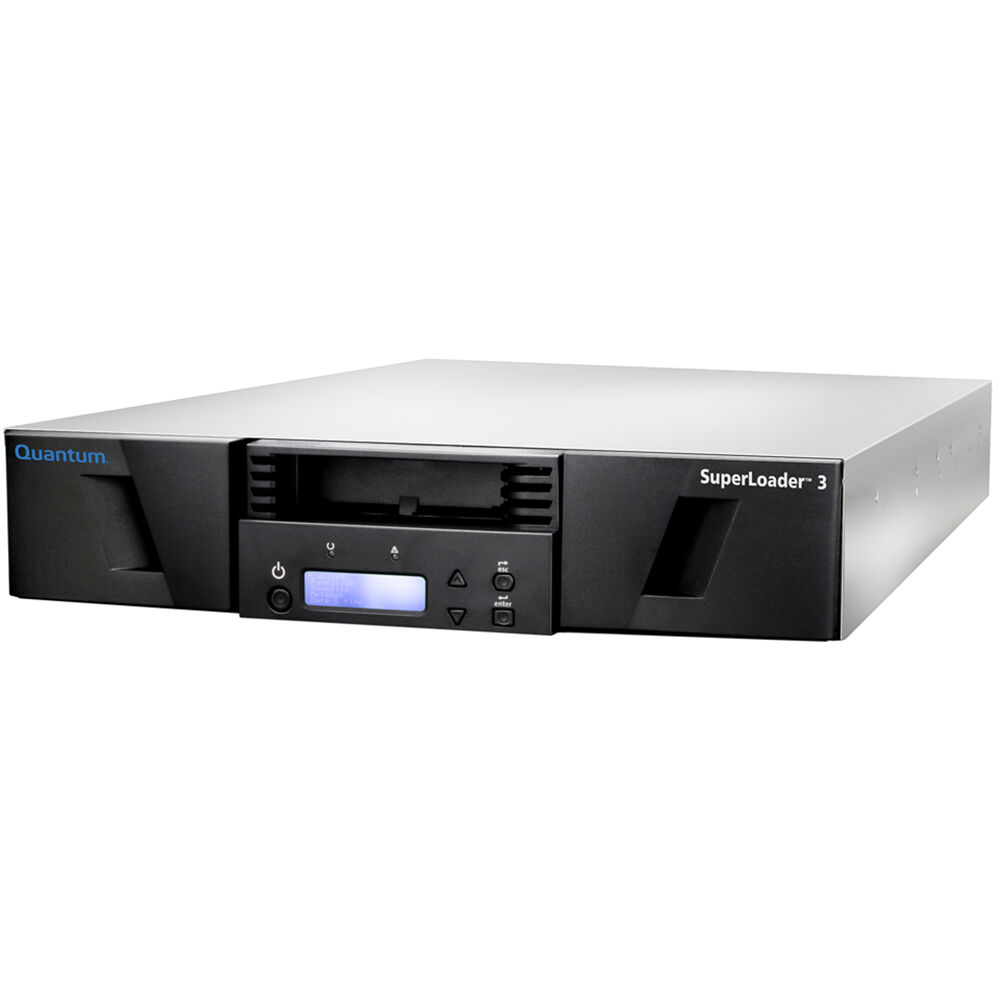 Quantum SuperLoader 3 LTO-9 tape library with one drive and 16 slots, rack-mount SAS model — view 2