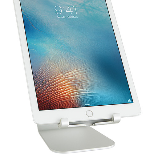 Rain Design mStand tablet stand in silver for desktop use — view 3
