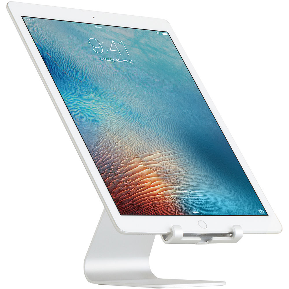 Rain Design mStand tablet stand in silver for desktop use — view 4