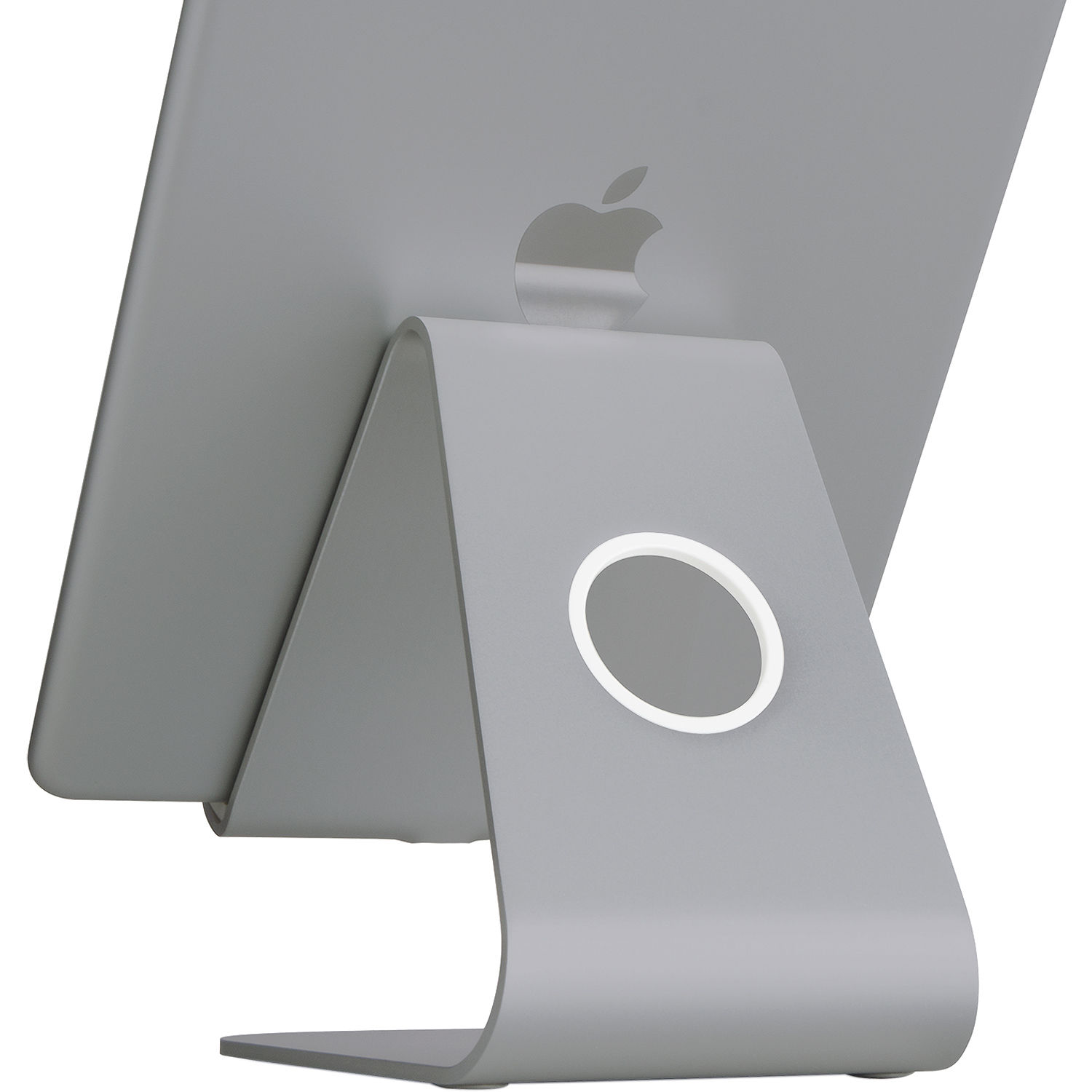 RAIN DESIGN mStand tablet stand in space grey for ergonomic iPad viewing on a desk — view 2