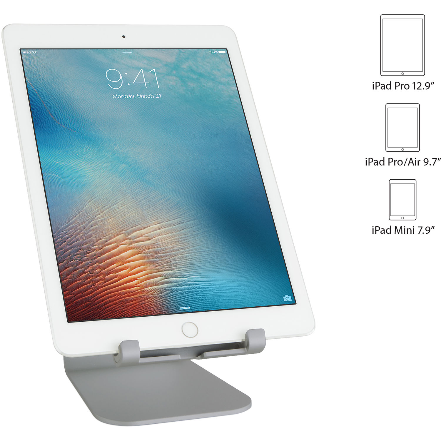 RAIN DESIGN mStand tablet stand in space grey for ergonomic iPad viewing on a desk — view 3
