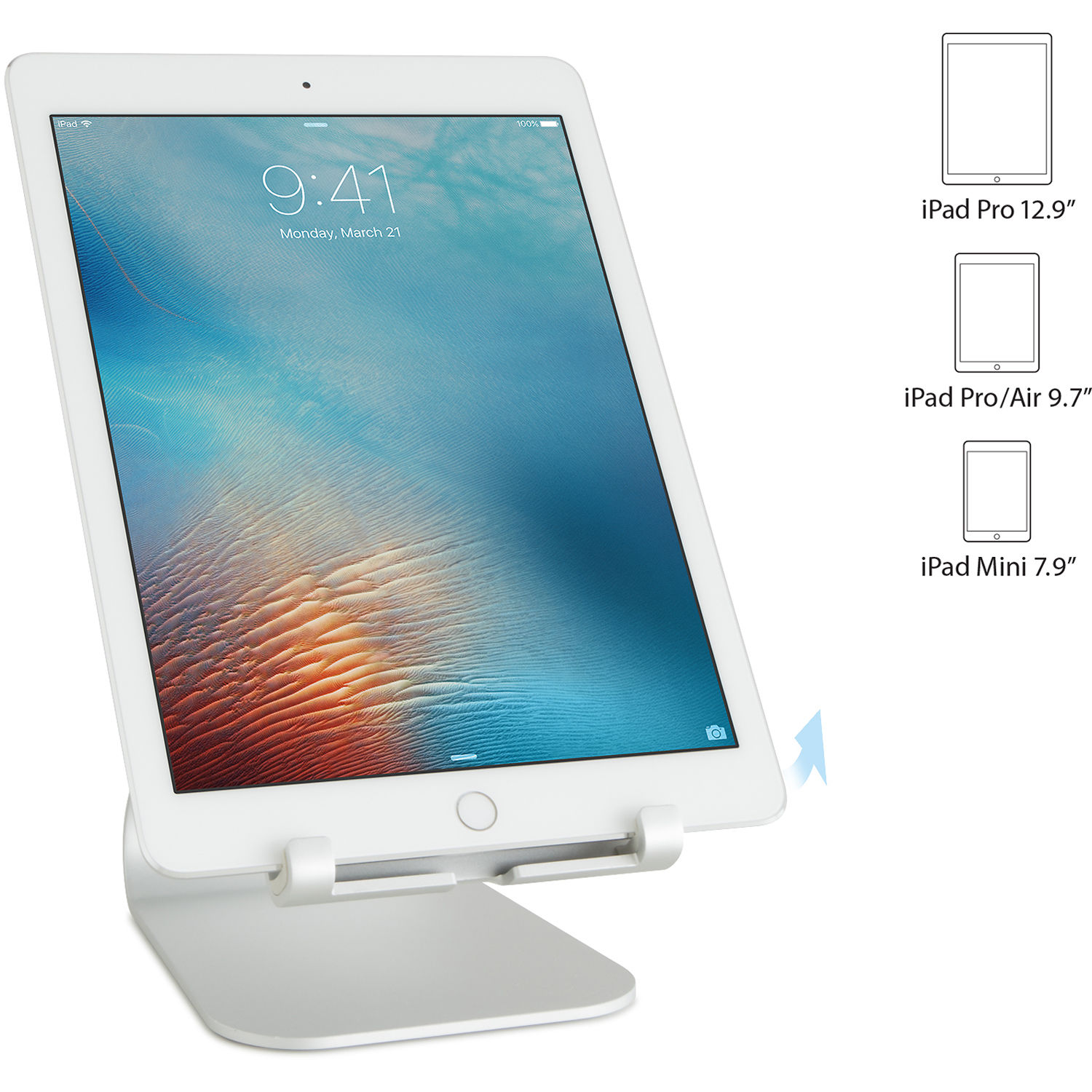 Rain Design mStand TabletPlus adjustable tablet stand in silver — view 3
