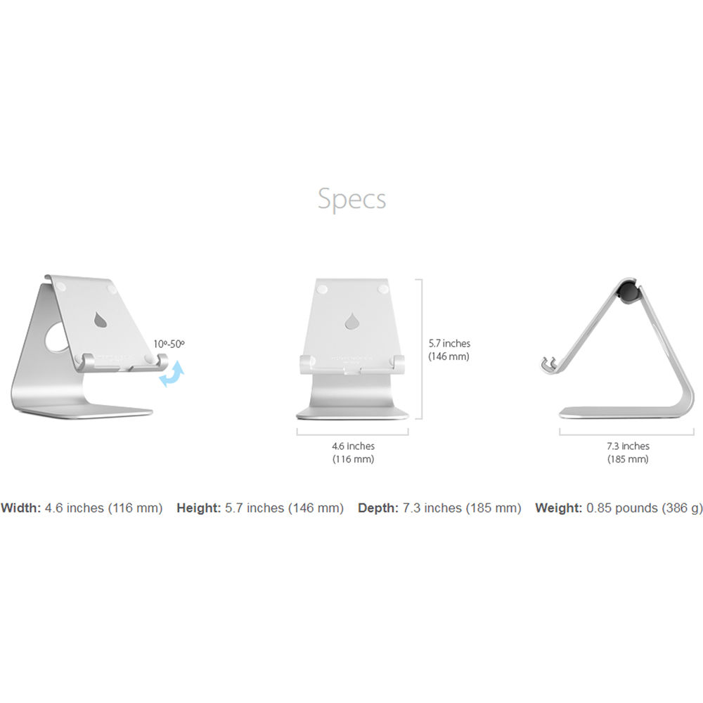 Rain Design mStand TabletPlus adjustable tablet stand in silver — view 6