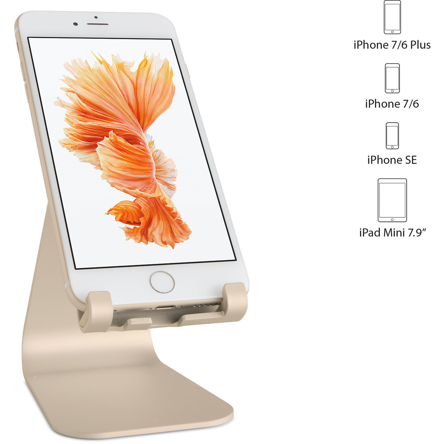 Rain Design mStand Mobile stand in Gold for iPhone and smartphones on a desk — view 2