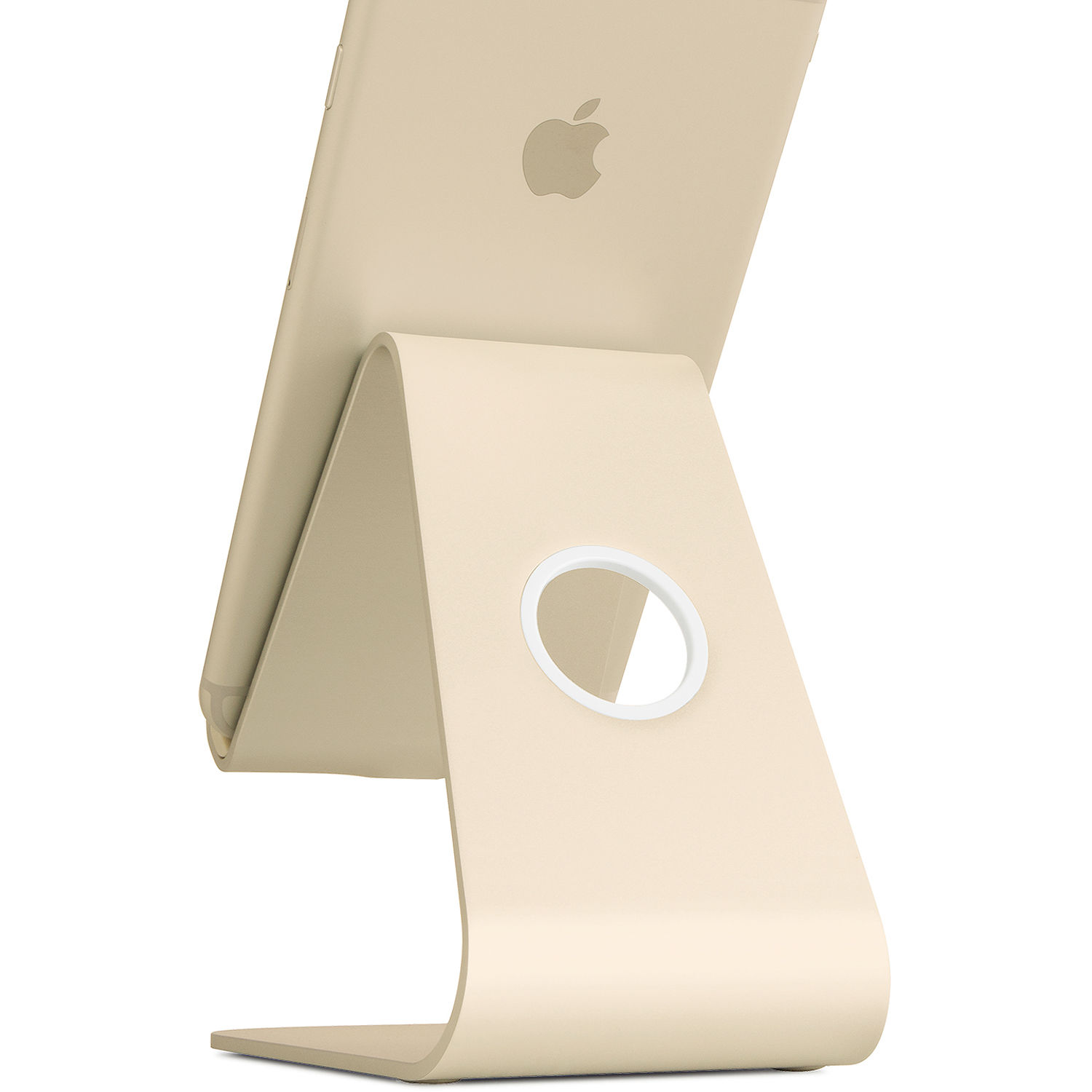 Rain Design mStand Mobile stand in Gold for iPhone and smartphones on a desk — view 3
