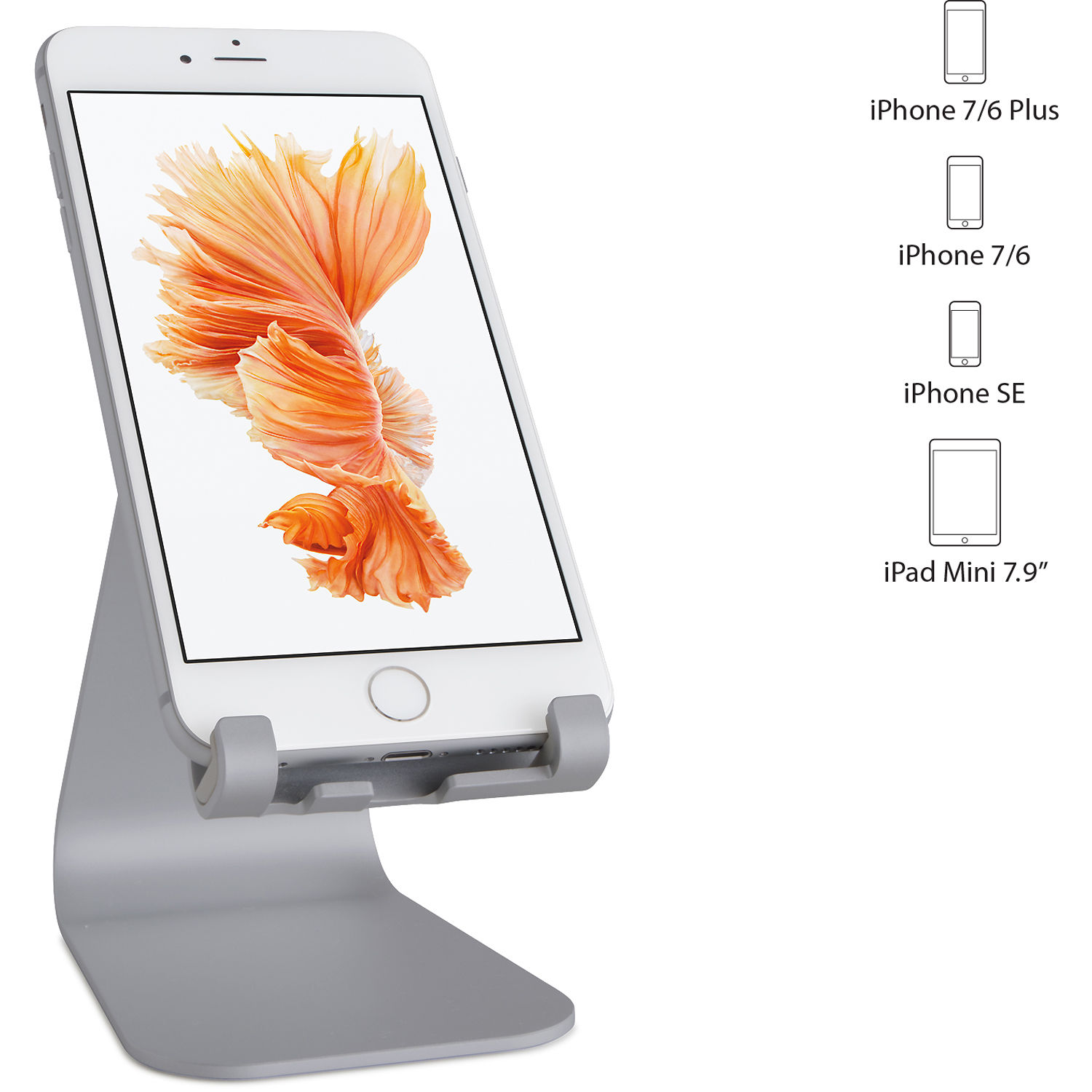 Rain Design mStand Mobile Space Grey desktop phone stand for iPhone and smartphones — view 2