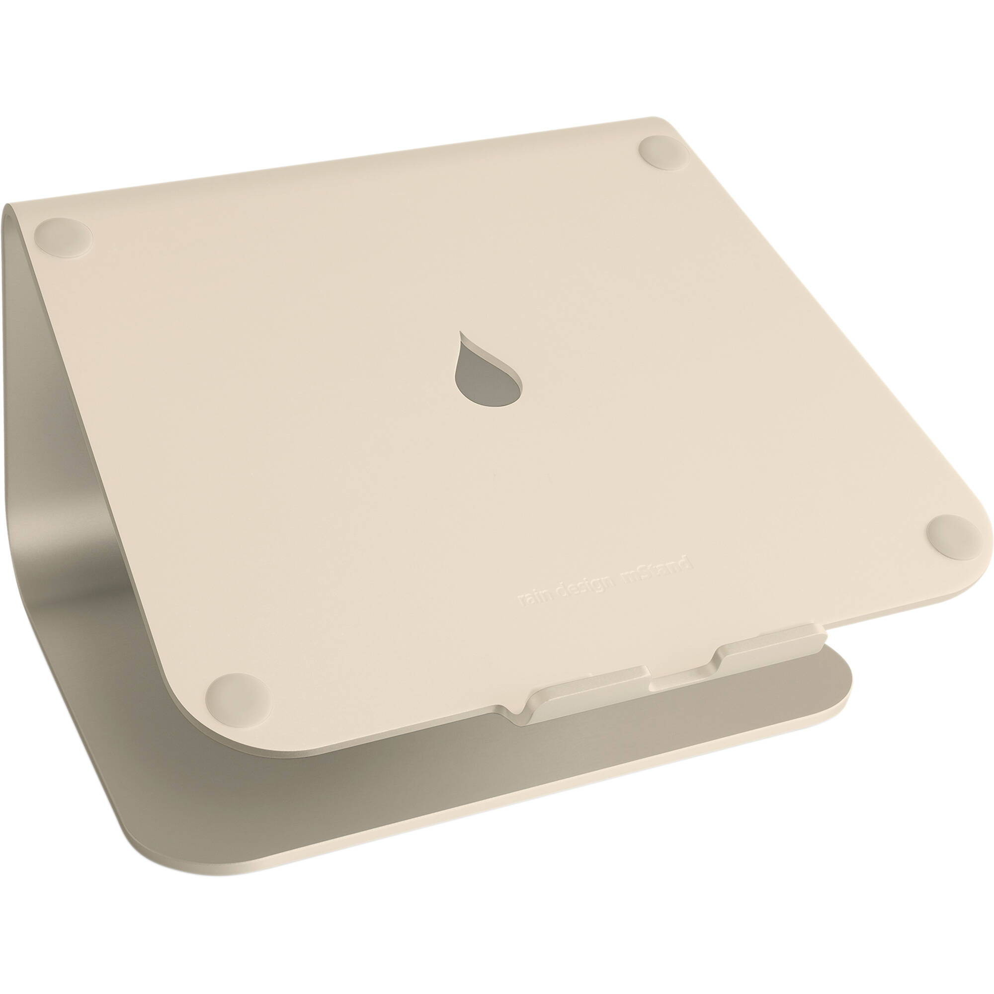 Rain Design mStand gold laptop stand on a desktop workstation — view 4