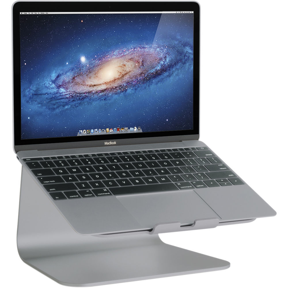 Rain Design mStand laptop stand in Space Grey, aluminum desktop riser for improved ergonomics — view 4