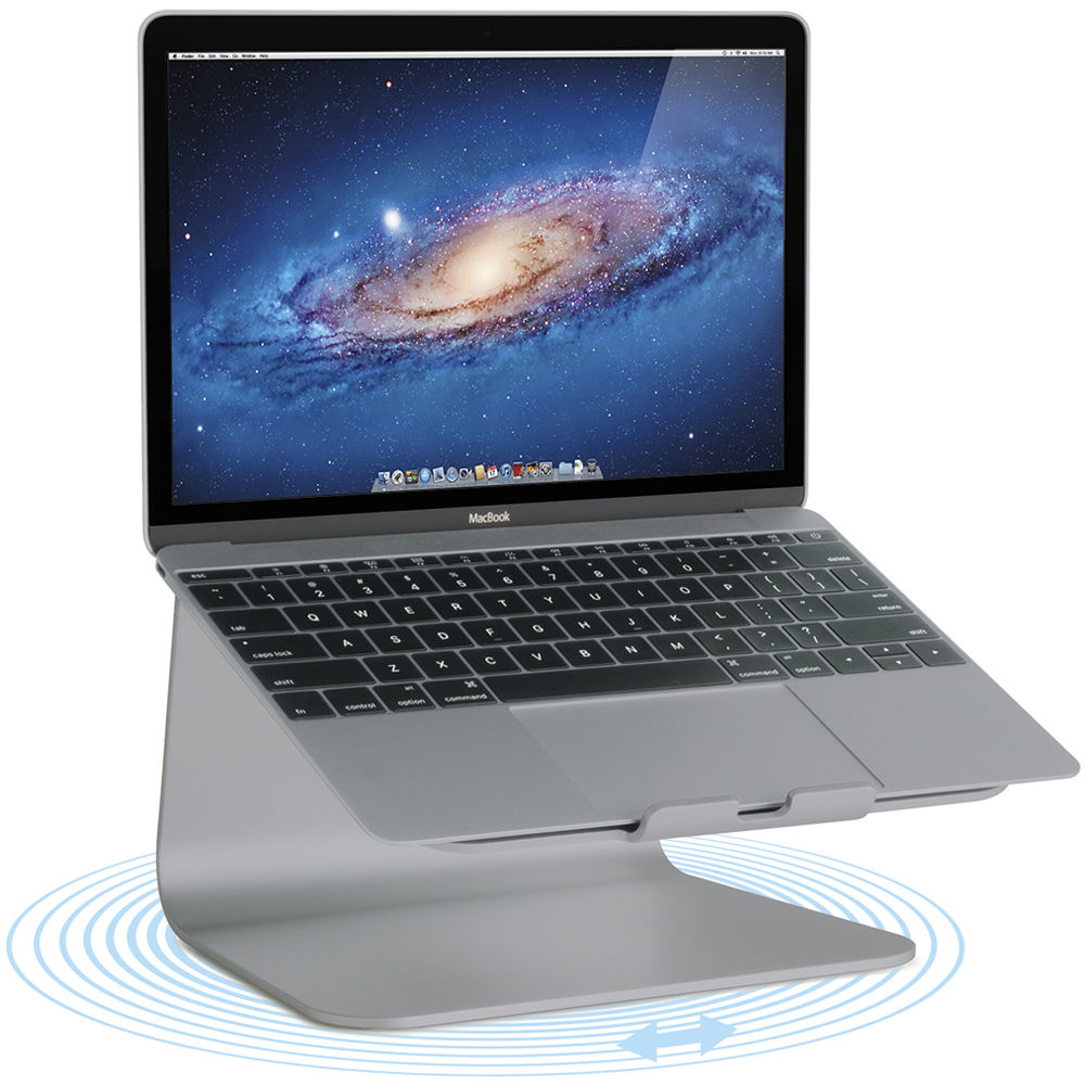 Rain Design mStand360 laptop stand in space grey with 360-degree swivel base — view 4