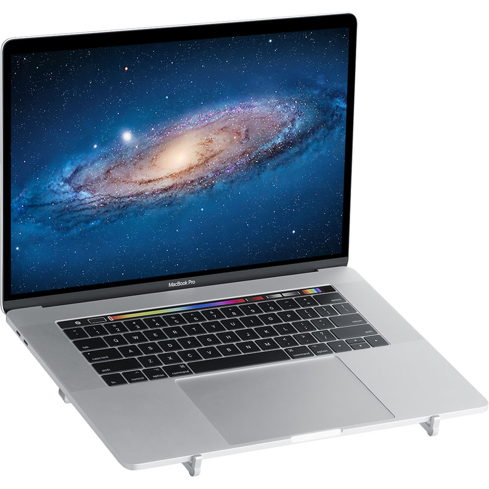 Silver Rain Design mBar Pro foldable laptop stand raising screen by 3 inches — view 6