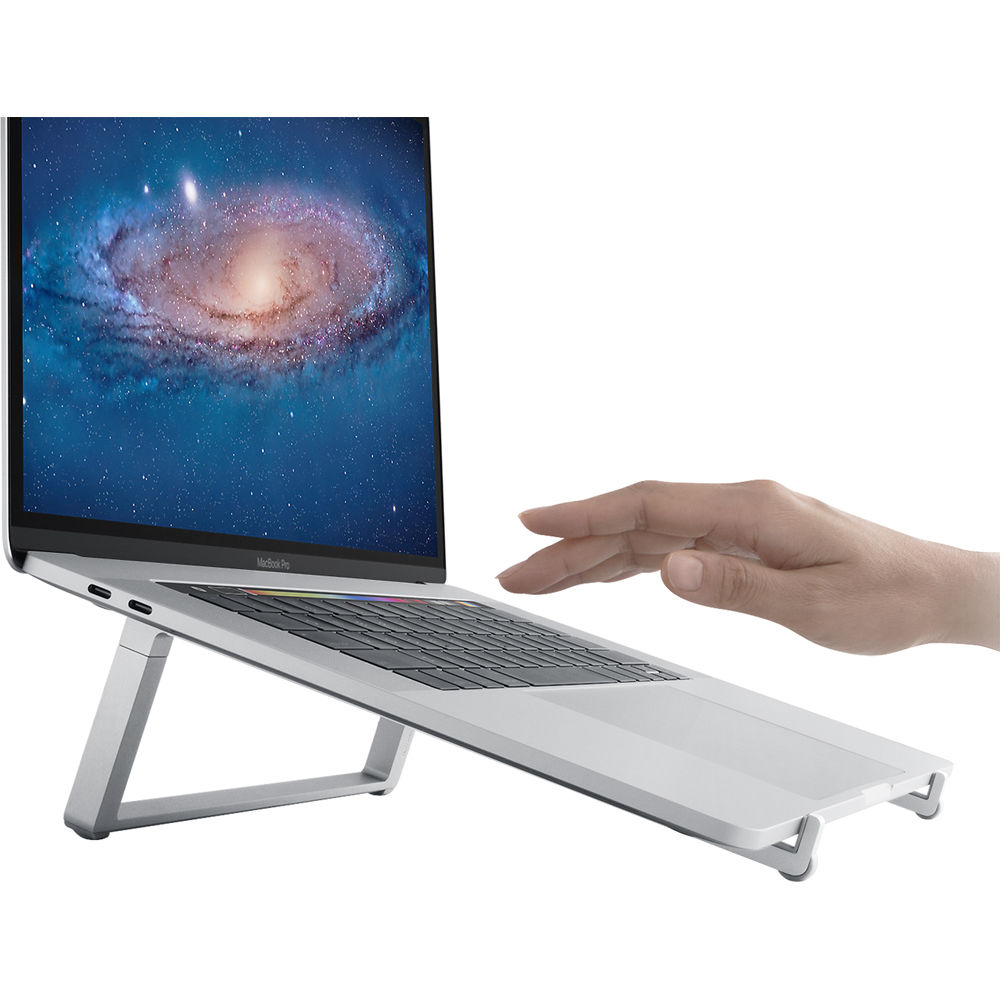 Silver Rain Design mBar Pro foldable laptop stand raising screen by 3 inches — view 7