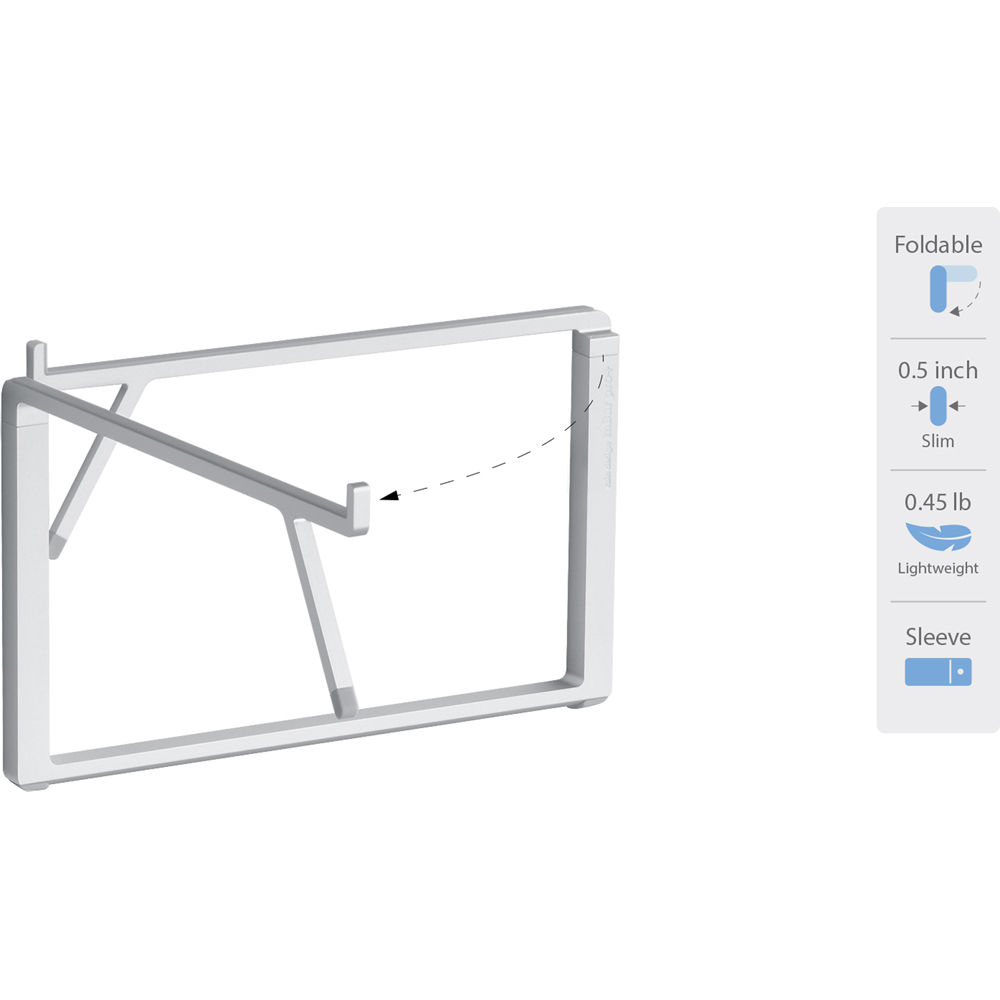 Silver Rain Design mBar Pro+ foldable laptop stand raising a laptop screen 5.5 inches — view 4