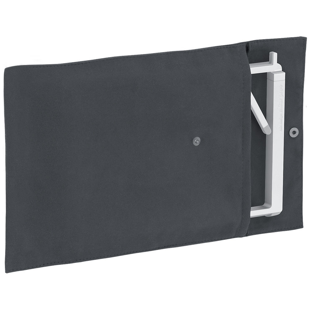 Silver Rain Design mBar Pro+ foldable laptop stand raising a laptop screen 5.5 inches — view 5