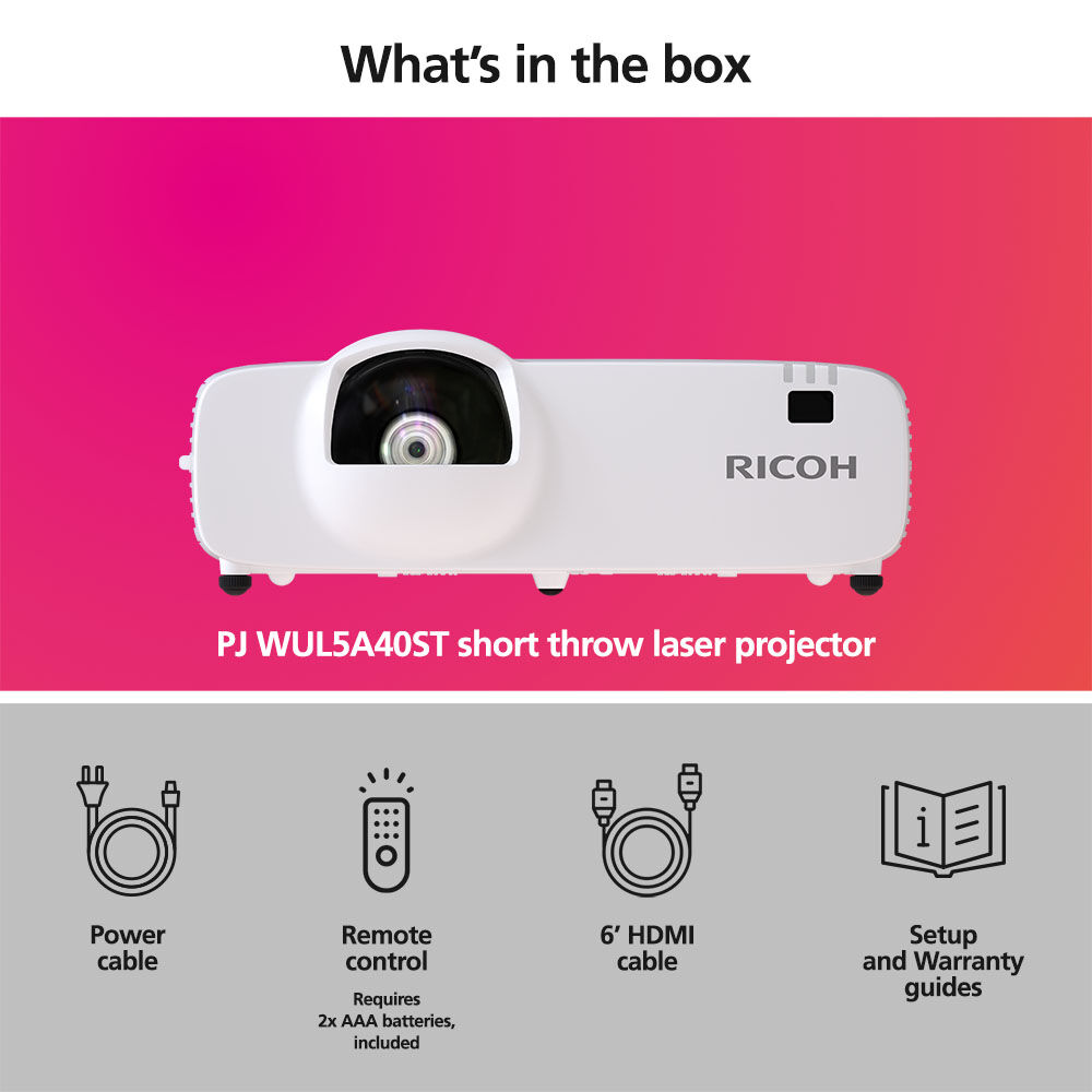 Ricoh PJ WUL5A40ST short-throw laser projector for compact rooms — view 7