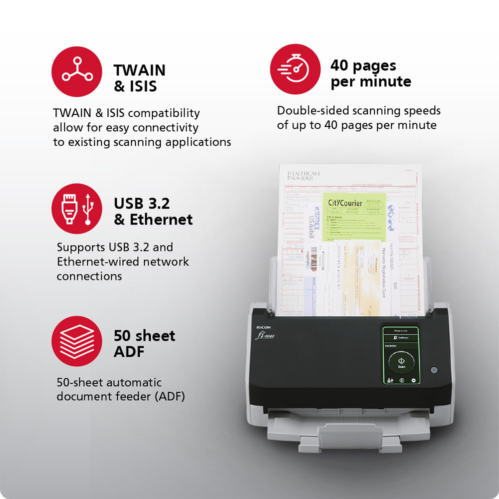 Ricoh fi-8040 Premium Bundle desktop sheetfed scanner for workgroup document capture — view 7