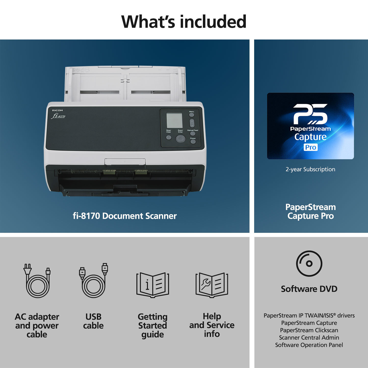Ricoh fi-8170 Deluxe Bundle with PaperStream Capture Pro 5 document scanner package — view 9