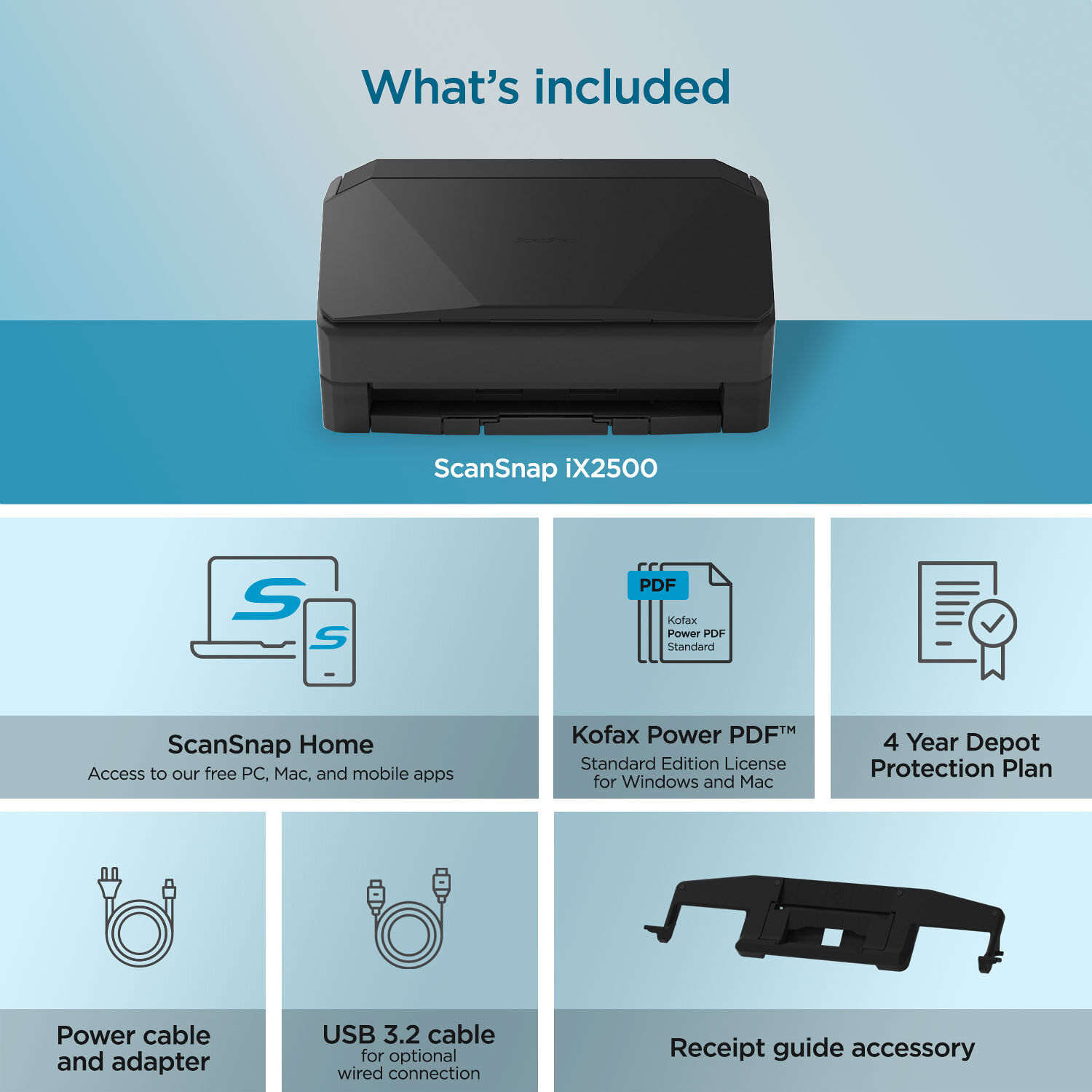 Ricoh ScanSnap iX2500 Premium Bundle Black 4-year depot support service — view 5