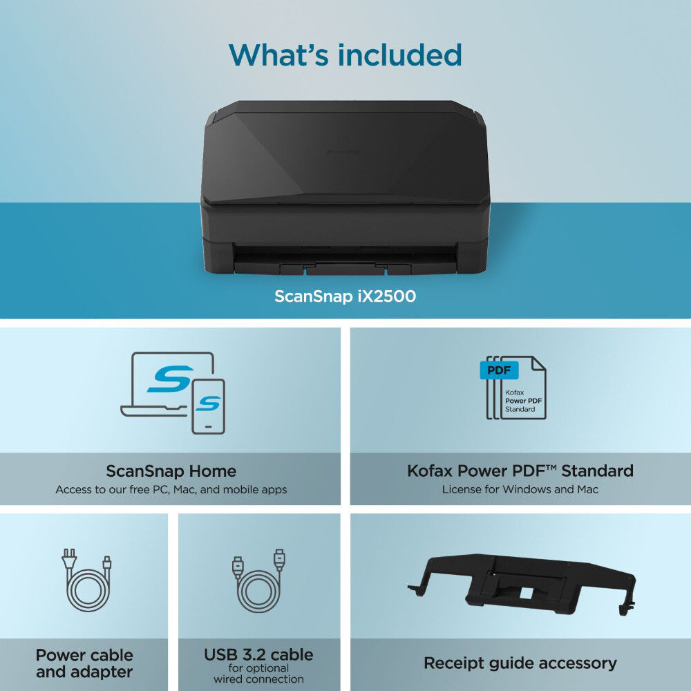 Ricoh ScanSnap iX2500 black desktop document scanner with 1-year depot warranty — view 5