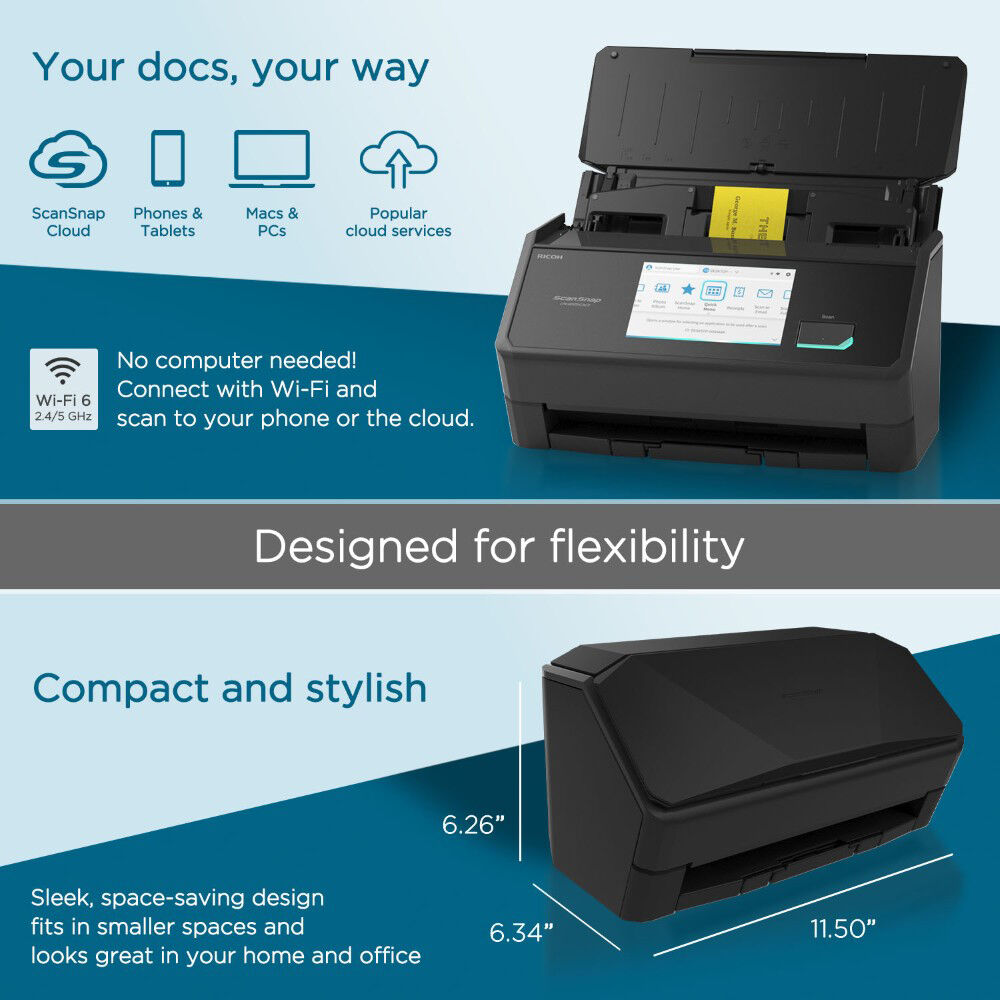 Ricoh ScanSnap iX2500 black desktop document scanner with 1-year depot warranty — view 7