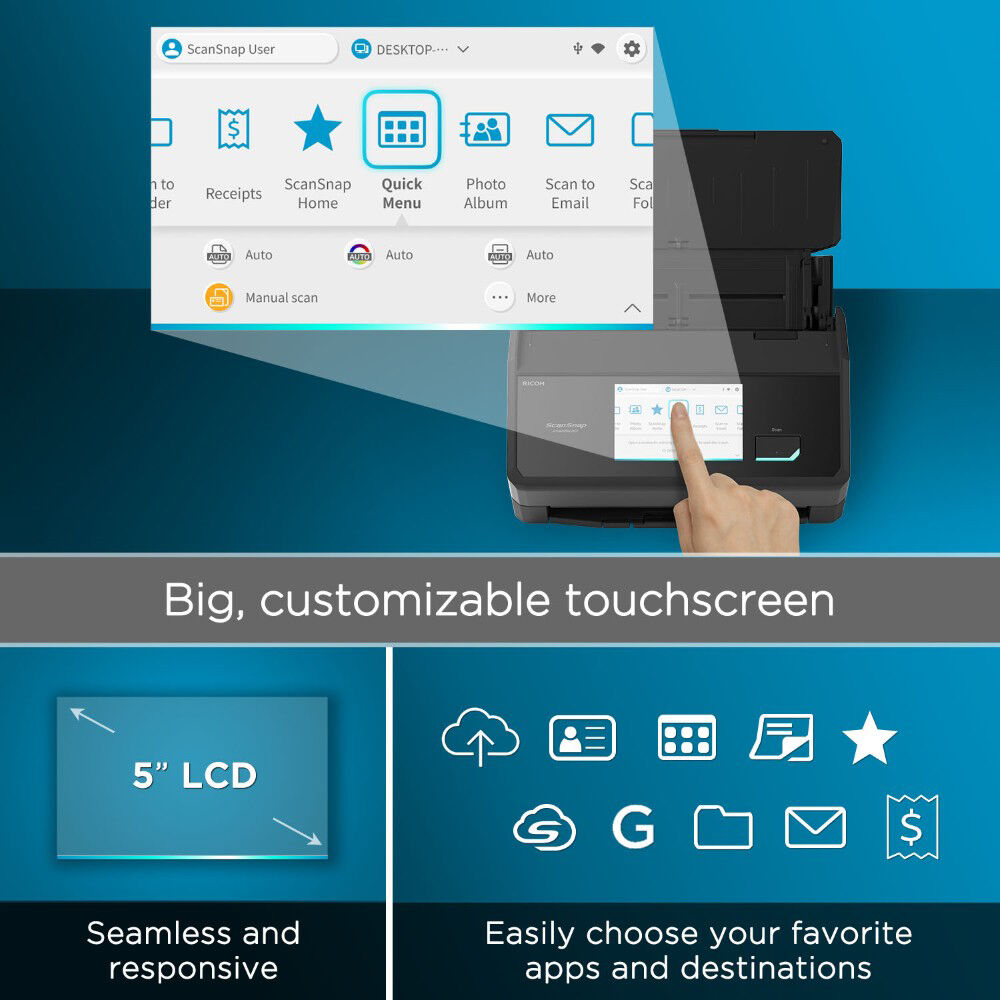 Ricoh ScanSnap iX2500 black desktop document scanner with 1-year depot warranty — view 9