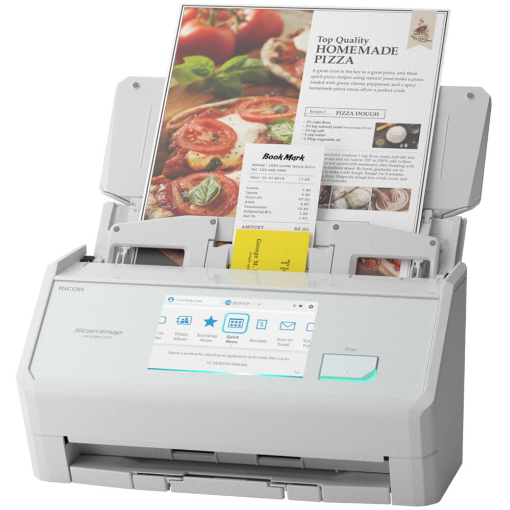 Ricoh ScanSnap iX2500 white desktop scanner with 1-year depot warranty — view 3
