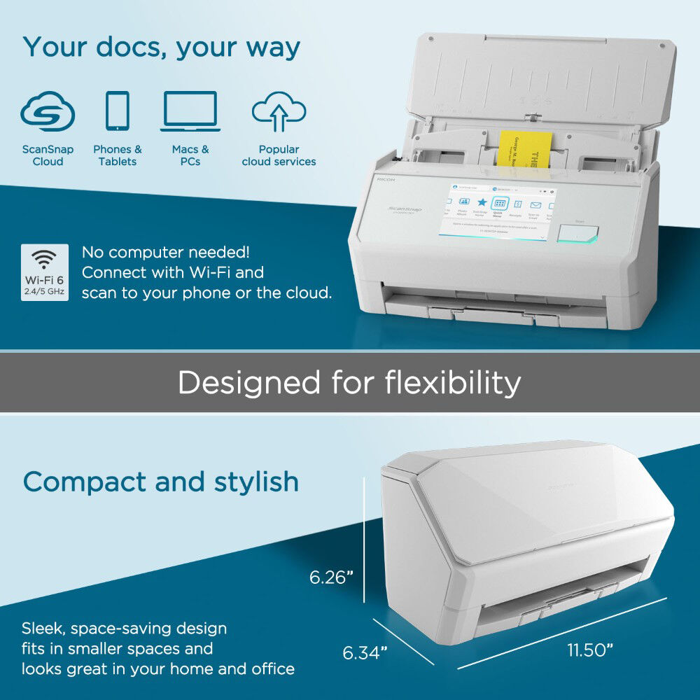 Ricoh ScanSnap iX2500 white desktop scanner with 1-year depot warranty — view 7