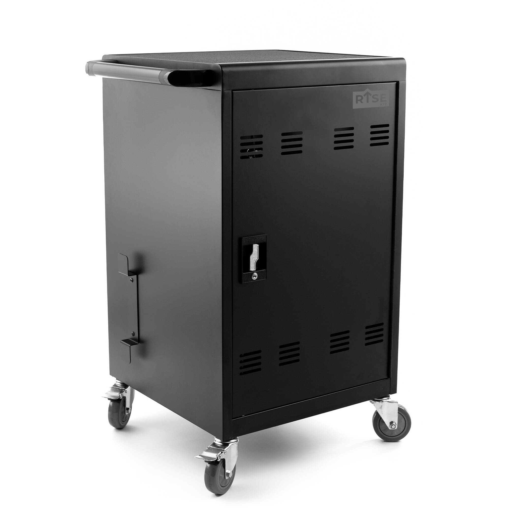 Rise-K12 B30 30-unit charging cart in gray for K-12 device storage and charging — view 2