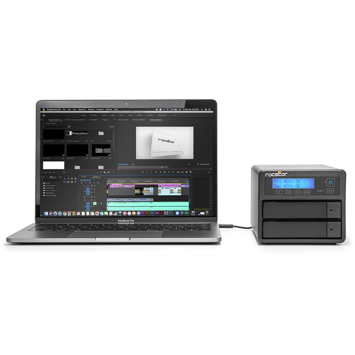 Rocstor ROCPRO U33 44TB desktop RAID storage enclosure with USB 3.2 Gen 1 Type-C — view 12