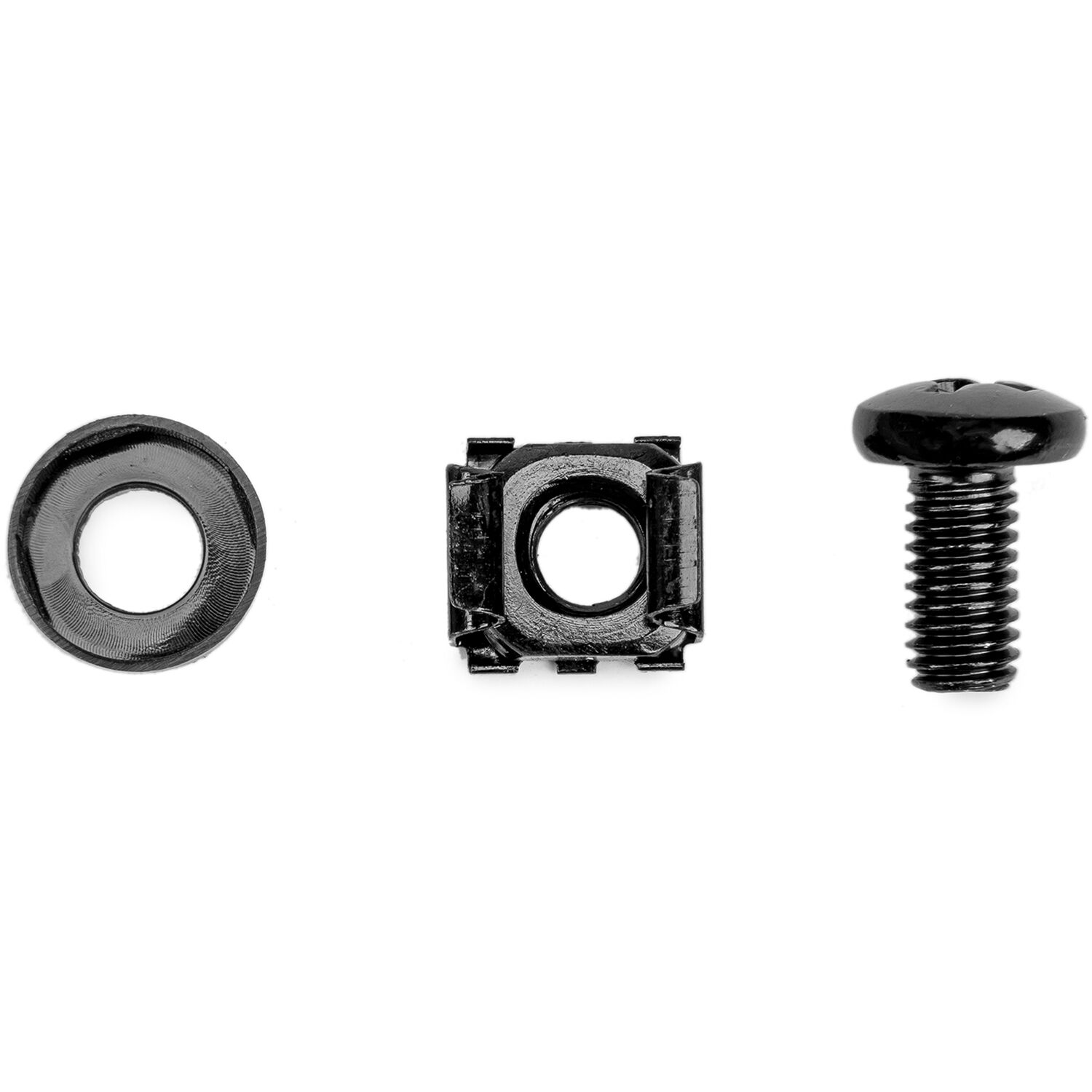 Rocstor 50 pack rack screws with M6 12 mm screws and cage nuts for secure rack mounting — view 2
