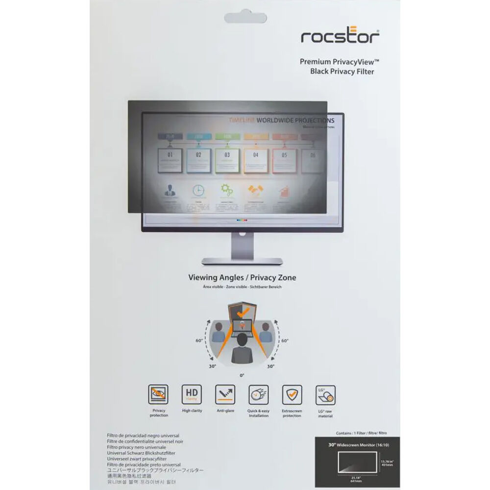 PRIVACYVIEW 30IN WIDESCREEN MONITOR PRIVACY SCREEN FILTER - 16:10 - UNFRAMED - B — view 3