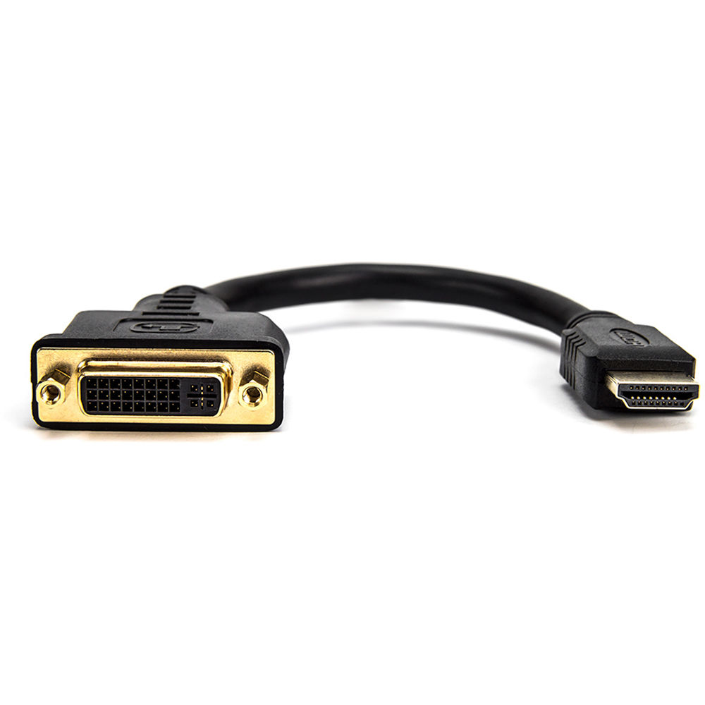 PREMIUM 8IN HDMI TO DVI-D VIDEO ADAPTER F/M- HDMI FEMALE TO DVI MALE FOR COMPUTE — view 2