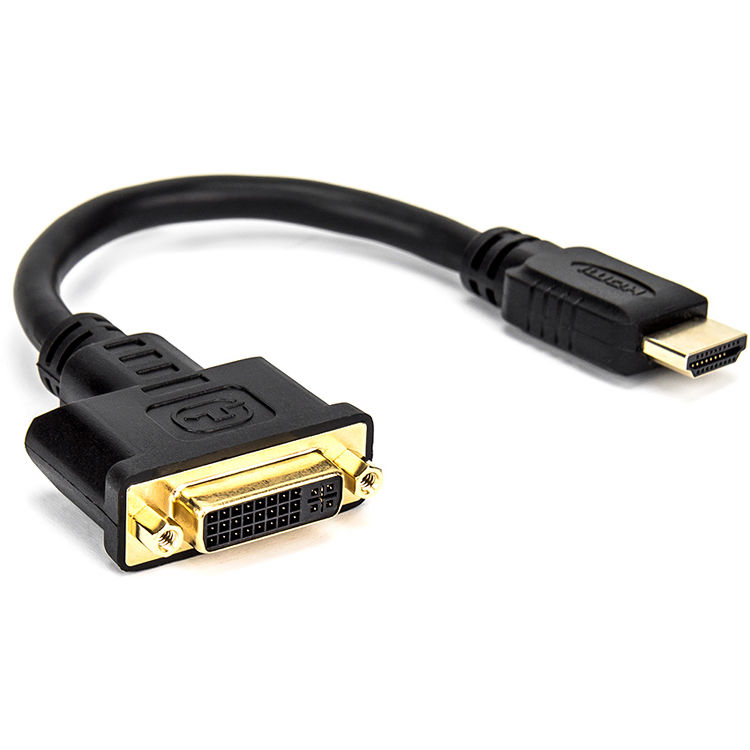 PREMIUM 8IN HDMI TO DVI-D VIDEO ADAPTER F/M- HDMI FEMALE TO DVI MALE FOR COMPUTE — view 3