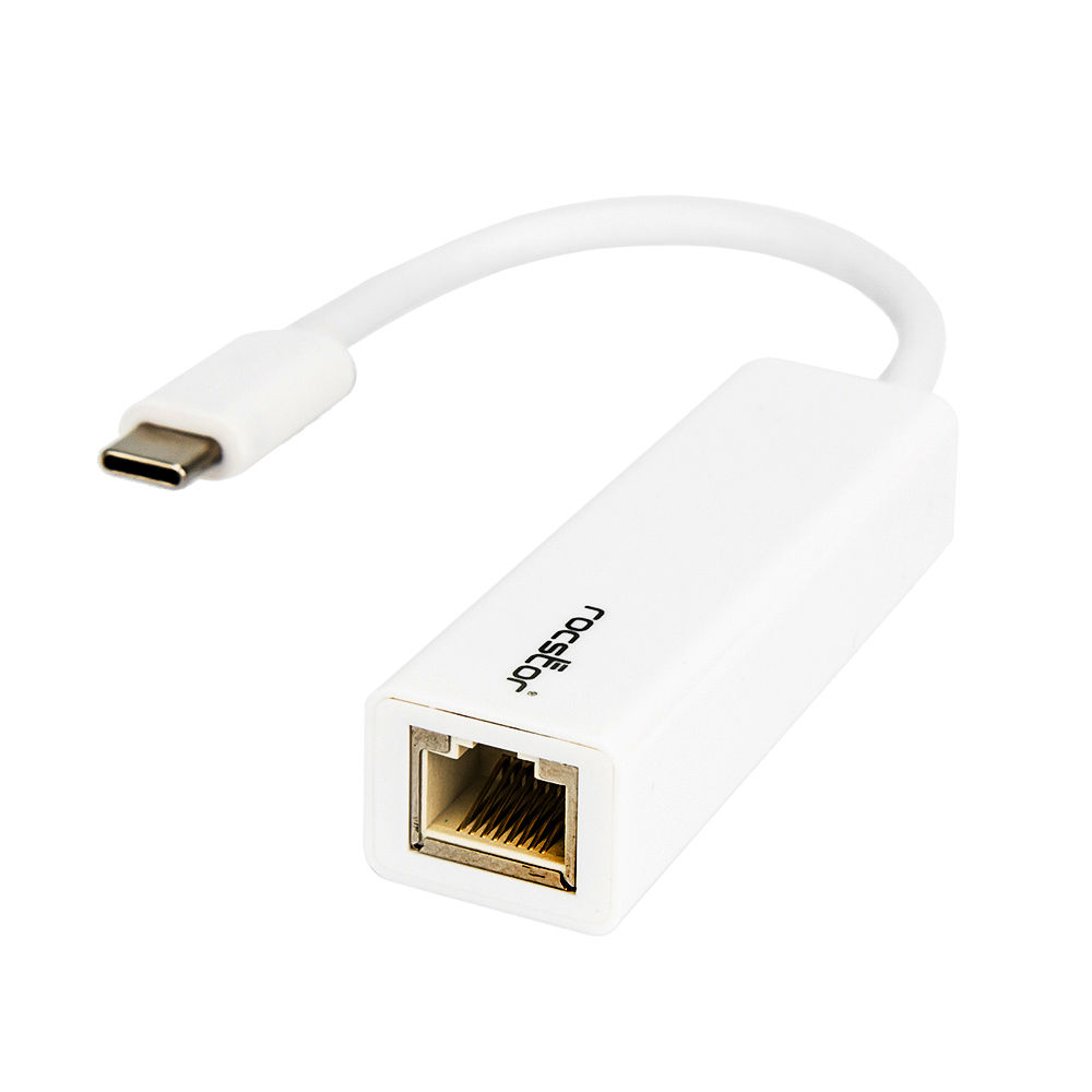 Rocstor USB-C to Gigabit Ethernet adapter with USB Type-C connector and RJ-45 port — view 3